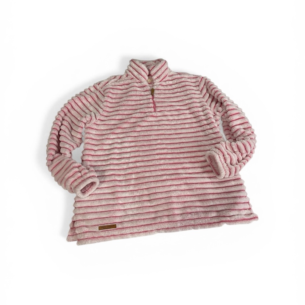 Simply Southern Pink & Cream Plush Quarter-Zip Pullover XL